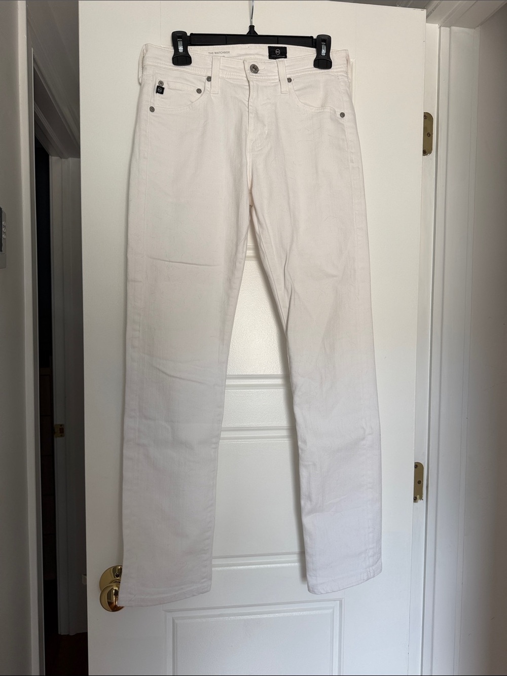 AG slim straight matchbox in white jeans
